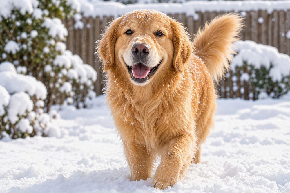 雪の中のゴールデンレトリバー